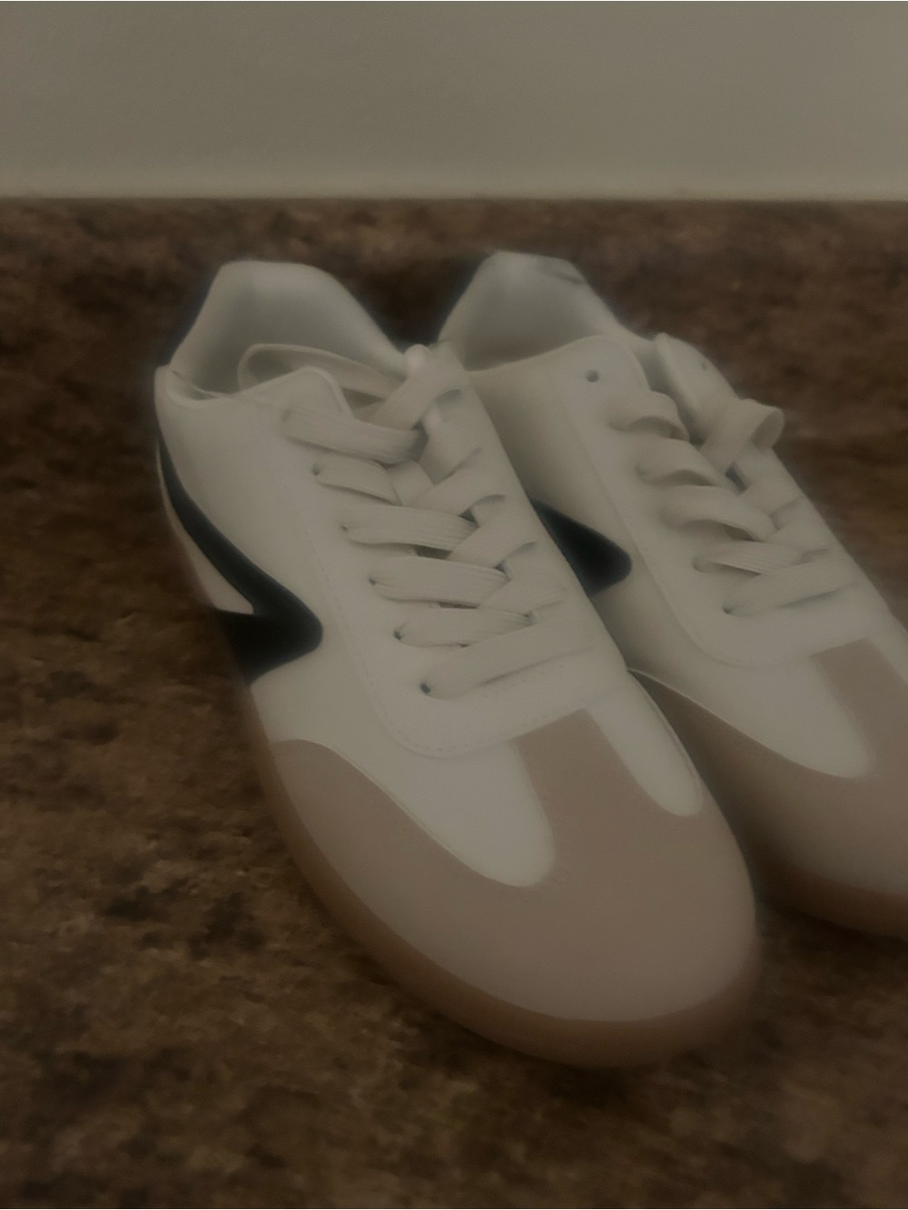 Dolce Vita White and Beige Low-Top Sneakers with Black Accent